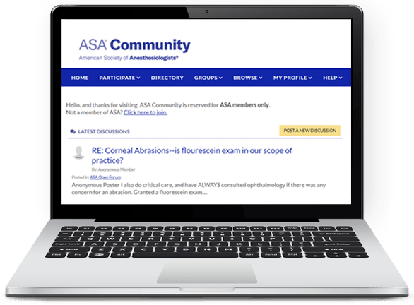 ASA Community website is pictured on a laptop