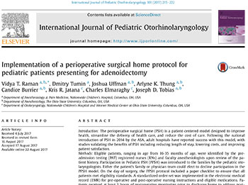 Implementation of a perioperative surgical home protocol for pediatric patients presenting for adenoidectomy