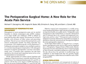 The Perioperative Surgical Home: A New Role for the Acute Pain Service